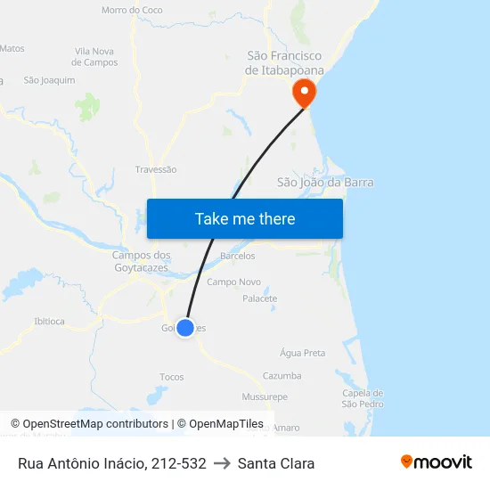 Rua Antônio Inácio, 212-532 to Santa Clara map