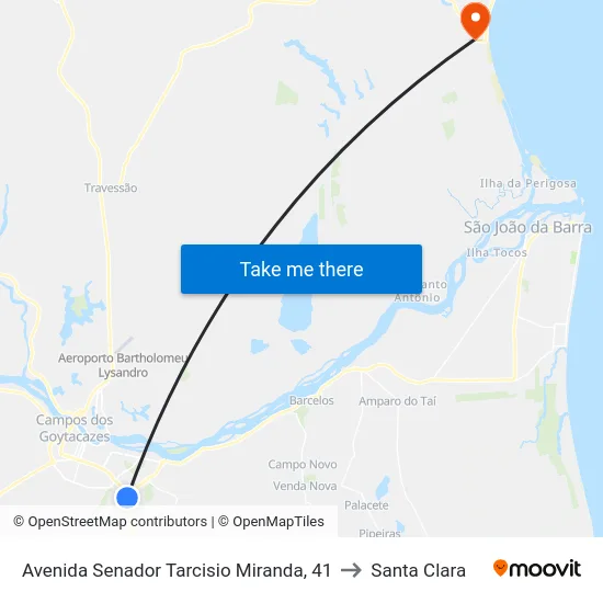 Avenida Senador Tarcisio Miranda, 41 to Santa Clara map