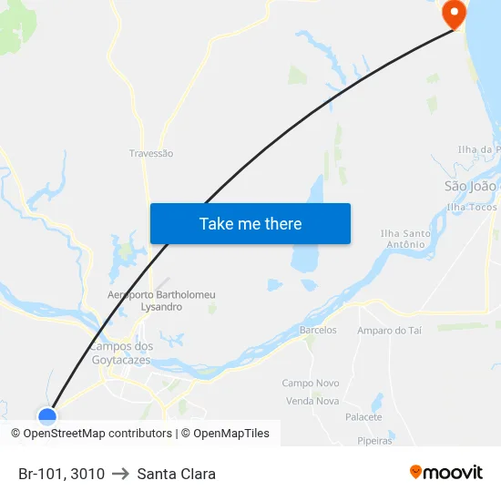 Br-101, 3010 to Santa Clara map
