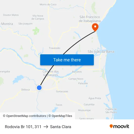 Rodovia Br 101, 311 to Santa Clara map