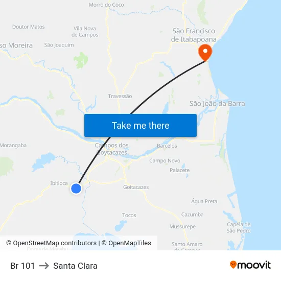 Br 101 to Santa Clara map