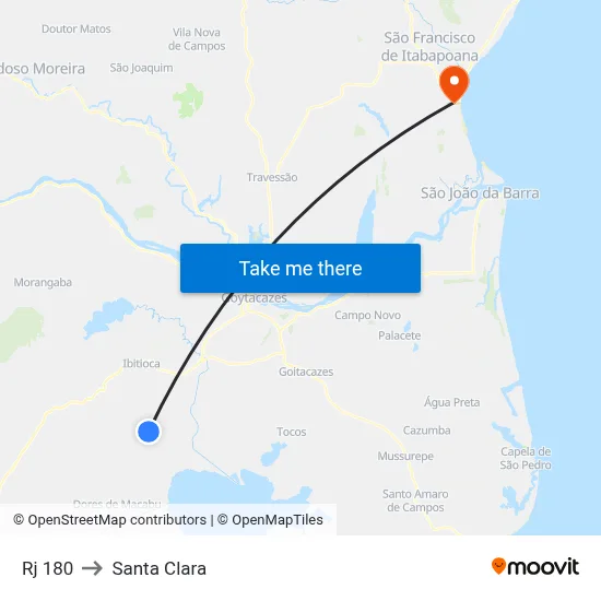 Rj 180 to Santa Clara map