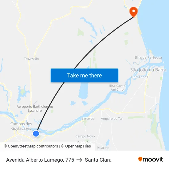 Avenida Alberto Lamego, 775 to Santa Clara map