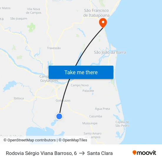 Rodovia Sérgio Viana Barroso, 6 to Santa Clara map