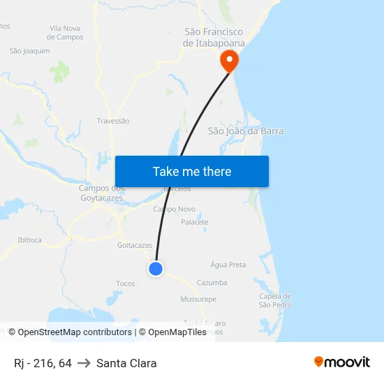 Rj - 216, 64 to Santa Clara map
