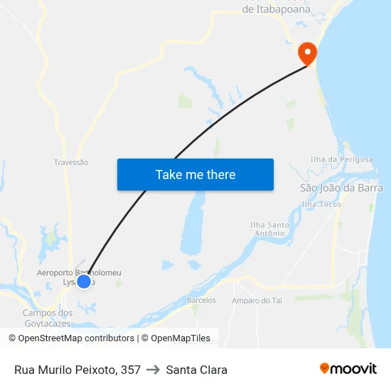 Rua Murilo Peixoto, 357 to Santa Clara map