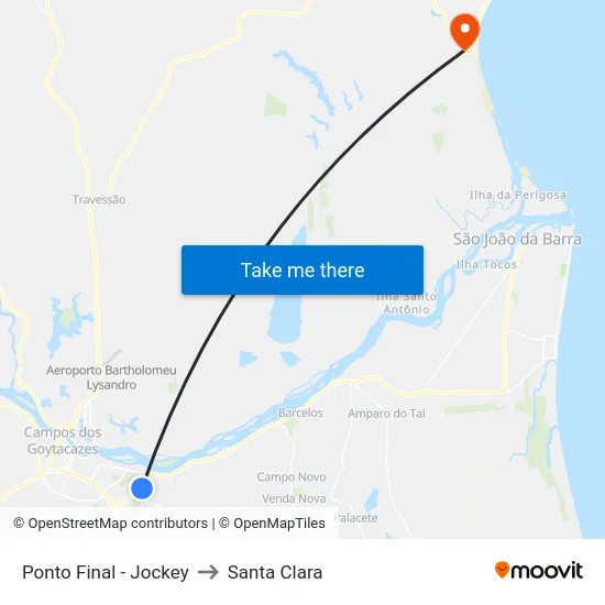 Ponto Final - Jockey to Santa Clara map