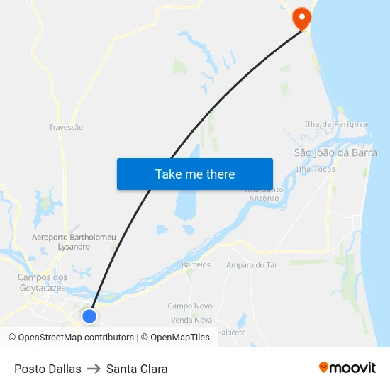 Posto Dallas to Santa Clara map