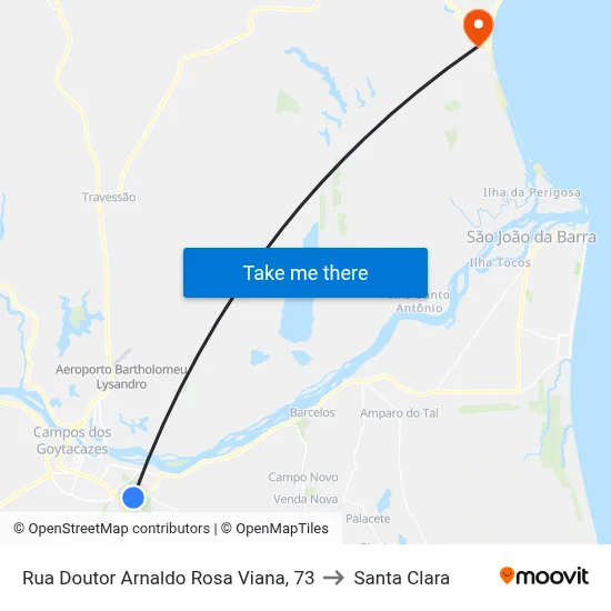 Rua Doutor Arnaldo Rosa Viana, 73 to Santa Clara map