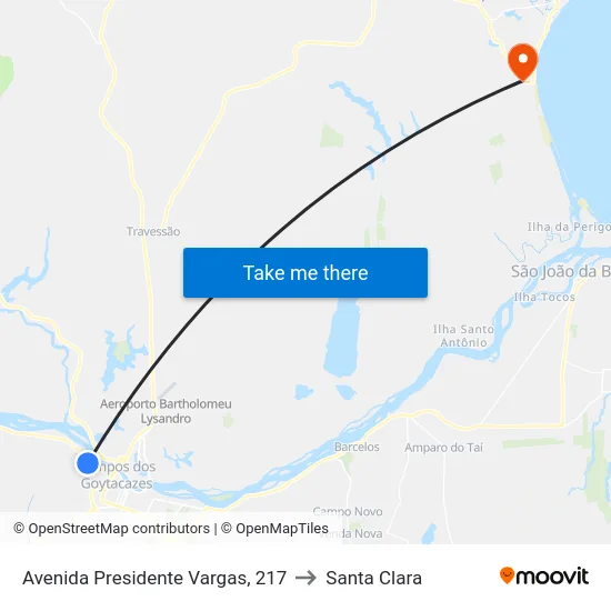 Avenida Presidente Vargas, 217 to Santa Clara map