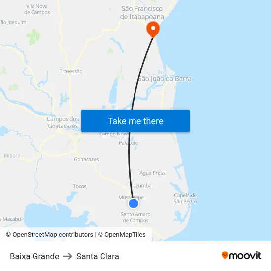 Baixa Grande to Santa Clara map