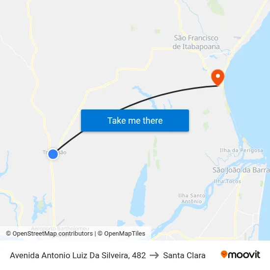 Avenida Antonio Luiz Da Silveira, 482 to Santa Clara map