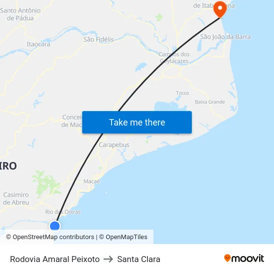 Rodovia Amaral Peixoto to Santa Clara map