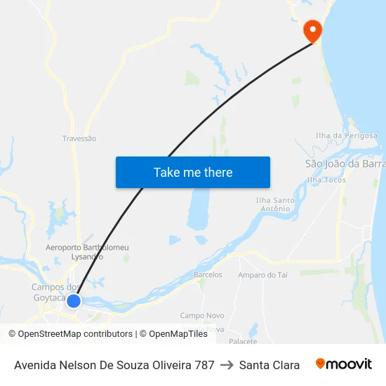 Avenida Nelson De Souza Oliveira 787 to Santa Clara map