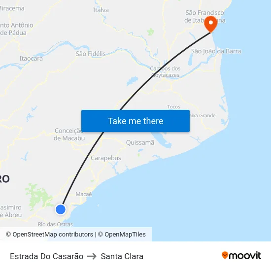 Estrada Do Casarão to Santa Clara map