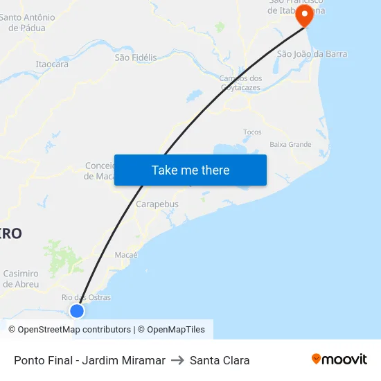 Ponto Final - Jardim Miramar to Santa Clara map