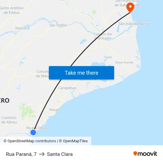 Rua Paraná, 7 to Santa Clara map