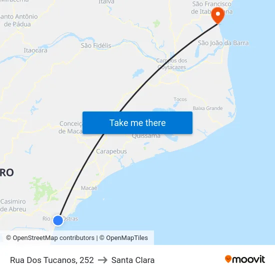 Rua Dos Tucanos, 252 to Santa Clara map