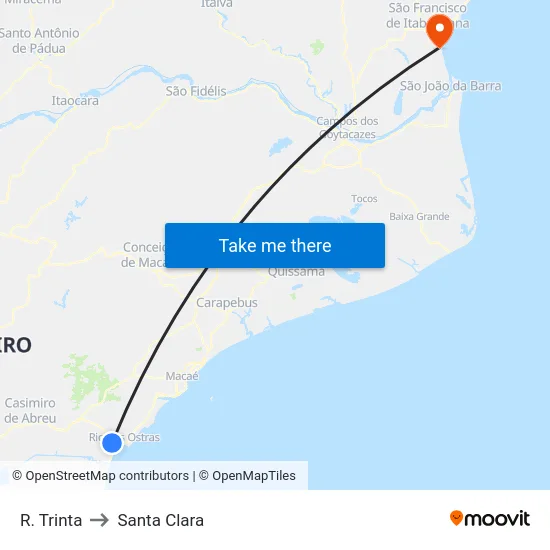 R. Trinta to Santa Clara map