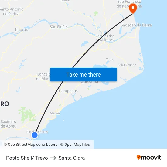 Posto Shell/ Trevo to Santa Clara map