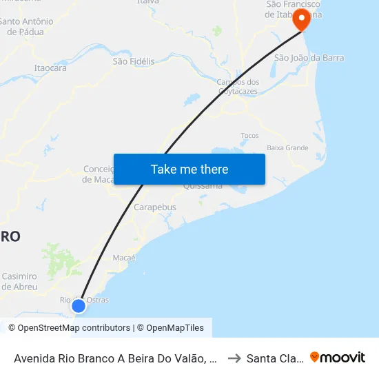 Avenida Rio Branco A Beira Do Valão, 207 to Santa Clara map