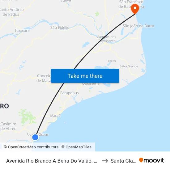 Avenida Rio Branco A Beira Do Valão, 188 to Santa Clara map