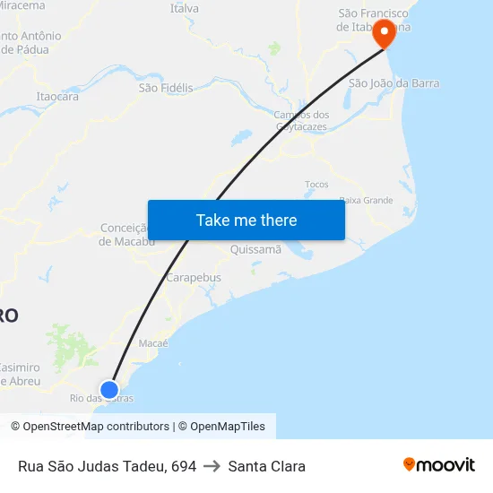 Rua São Judas Tadeu, 694 to Santa Clara map