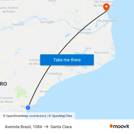 Avenida Brasil, 1084 to Santa Clara map