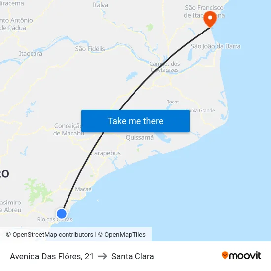 Avenida Das Flôres, 21 to Santa Clara map