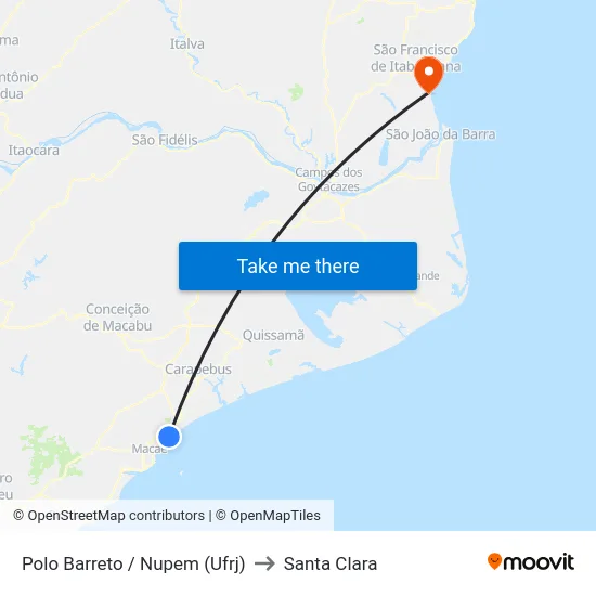 Polo Barreto / Nupem (Ufrj) to Santa Clara map