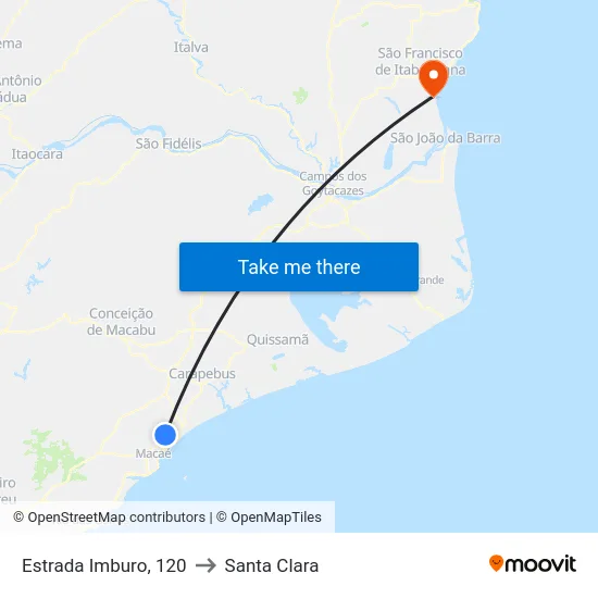 Estrada Imburo, 120 to Santa Clara map