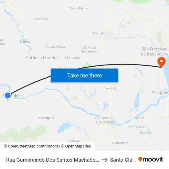 Rua Gumercindo Dos Santos Machado 69 to Santa Clara map