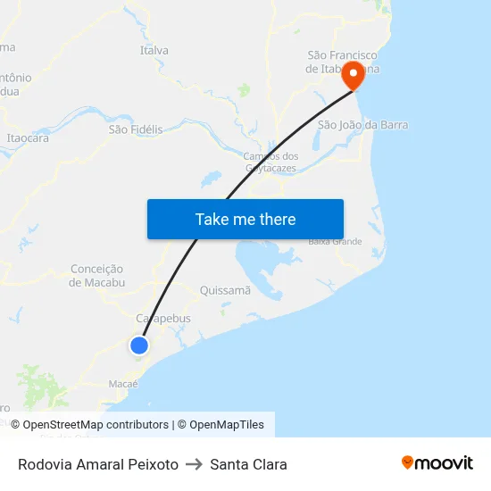 Rodovia Amaral Peixoto to Santa Clara map
