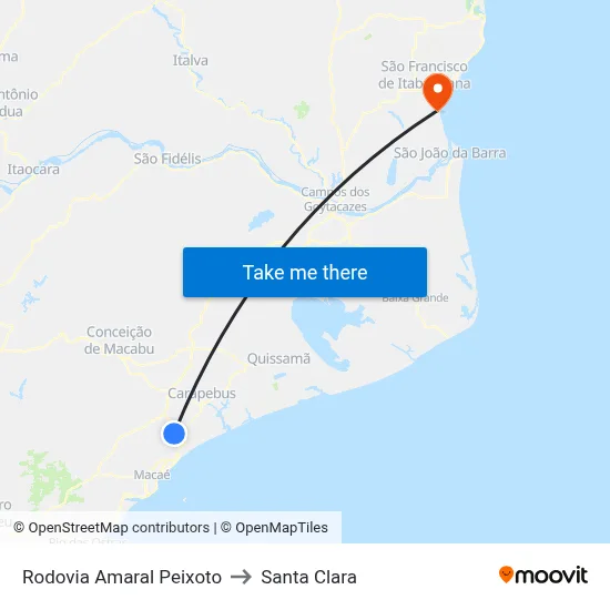 Rodovia Amaral Peixoto to Santa Clara map