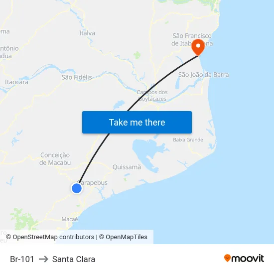 Br-101 to Santa Clara map