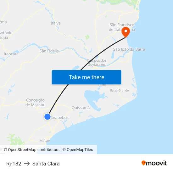 Rj-182 to Santa Clara map