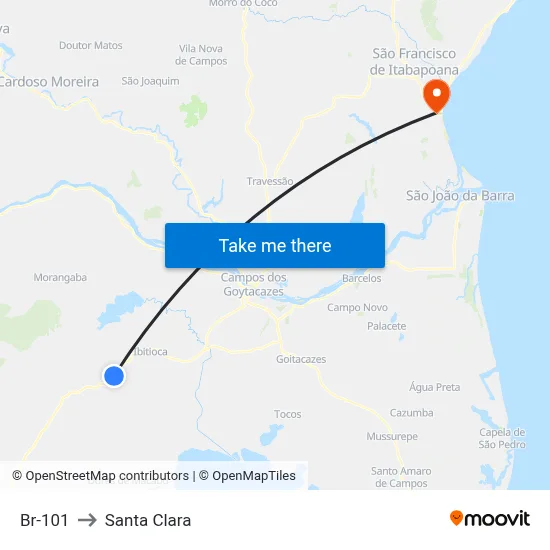 Br-101 to Santa Clara map