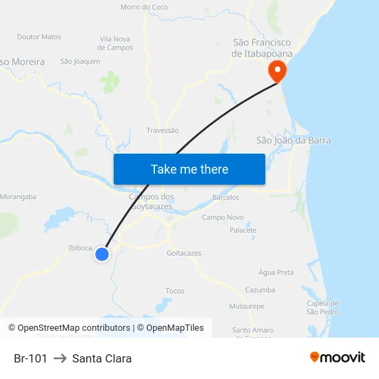 Br-101 to Santa Clara map