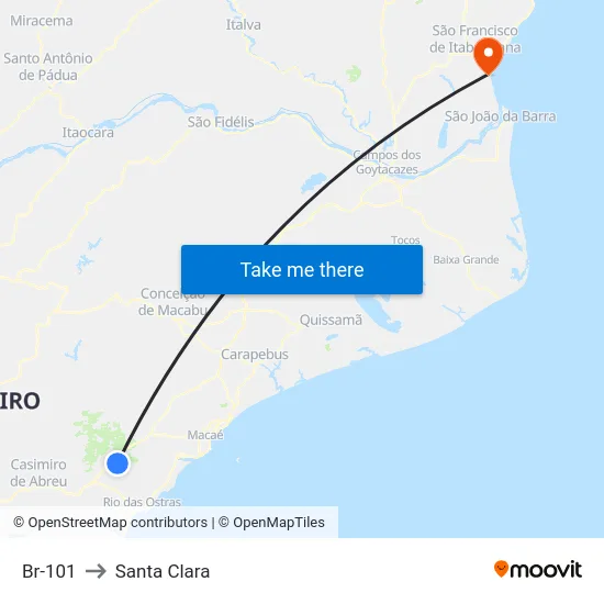 Br-101 to Santa Clara map