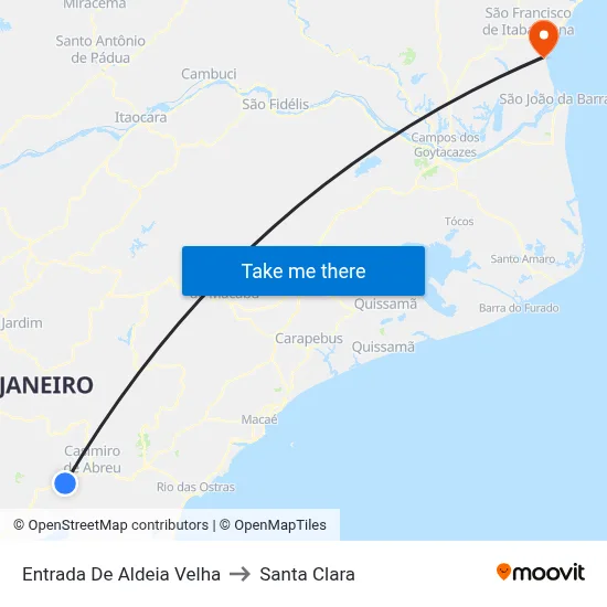 Entrada De Aldeia Velha to Santa Clara map