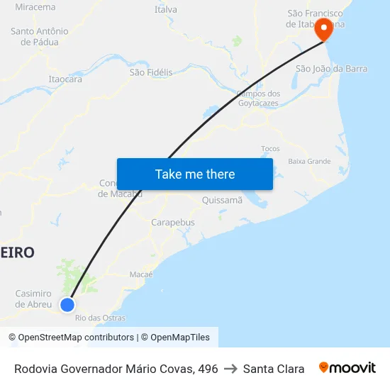 Rodovia Governador Mário Covas, 496 to Santa Clara map