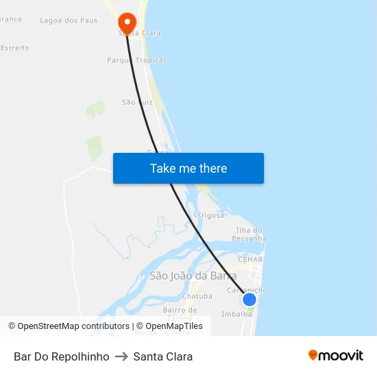 Bar Do Repolhinho to Santa Clara map