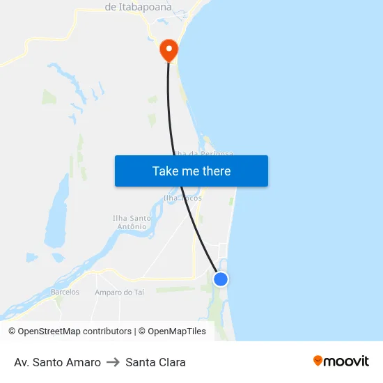 Av. Santo Amaro to Santa Clara map