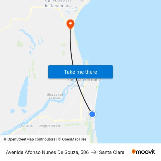 Avenida Afonso Nunes De Souza, 586 to Santa Clara map