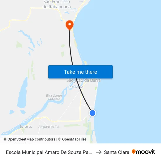 Escola Municipal Amaro De Souza Paes to Santa Clara map