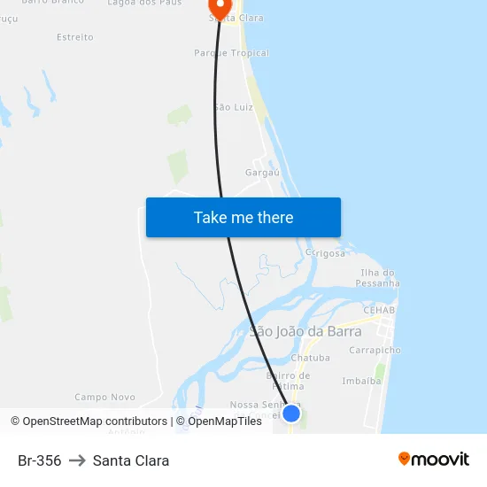 Br-356 to Santa Clara map