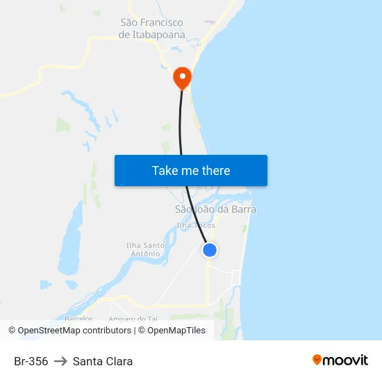 Br-356 to Santa Clara map