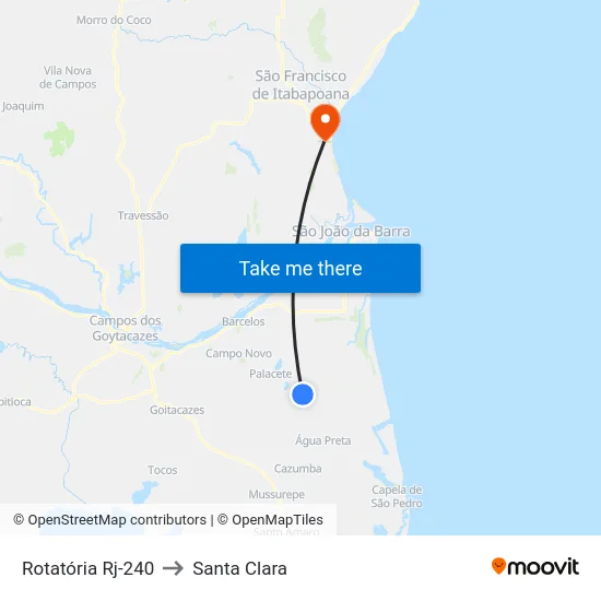 Rotatória Rj-240 to Santa Clara map