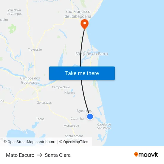 Mato Escuro to Santa Clara map