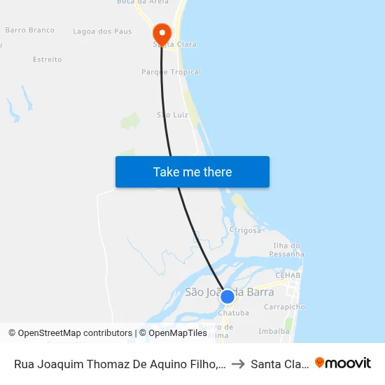 Rua Joaquim Thomaz De Aquino Filho, 29 to Santa Clara map